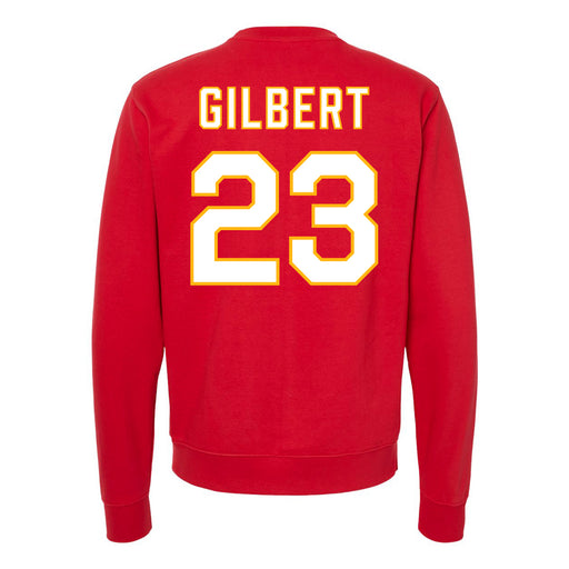 Back angle of the John Gilbert MAS Kansas City Wheelchair Football Amplife Red Crewneck Sweatshirt against a white background