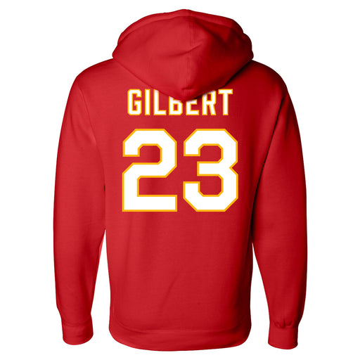 Back angle of the John Gilbert MAS Kansas City Wheelchair Football Amplife Red Hoodie against a white background