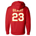 Back angle of the John Gilbert MAS Kansas City Wheelchair Football Amplife Red Hoodie against a white background