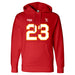 Front angle of the John Gilbert MAS Kansas City Wheelchair Football Amplife Red Hoodie against a white background
