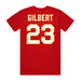 Back angle of the John Gilbert MAS Kansas City Wheelchair Football Amplife Red T-Shirt against a white background