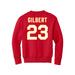 Back angle of the John Gilbert MAS Kansas City Wheelchair Football Amplife Youth Red Crewneck Sweatshirt against a white background