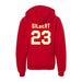 Back angle of the John Gilbert MAS Kansas City Wheelchair Football Amplife Youth Red Hoodie against a white background