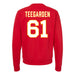 Back angle of the John Teegarden MAS Kansas City Wheelchair Football Amplife Red Crewneck Sweatshirt against a white background