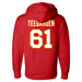 Back angle of the John Teegarden MAS Kansas City Wheelchair Football Amplife Red Hoodie against a white background