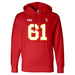 Front angle of the John Teegarden MAS Kansas City Wheelchair Football Amplife Red Hoodie against a white background