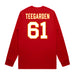 Back angle of the John Teegarden MAS Kansas City Wheelchair Football Amplife Red Long Sleeve T-Shirt against a white background