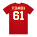 Back angle of the John Teegarden MAS Kansas City Wheelchair Football Amplife Red T-Shirt against a white background