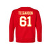 Back angle of the John Teegarden MAS Kansas City Wheelchair Football Amplife Toddler Red Crewneck Sweatshirt against a white background
