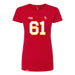 Front angle of the John Teegarden MAS Kansas City Wheelchair Football Amplife Women's Red Slim T-Shirt against a white background