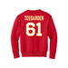Back angle of the John Teegarden MAS Kansas City Wheelchair Football Amplife Youth Red Crewneck Sweatshirt against a white background