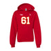 Front angle of the John Teegarden MAS Kansas City Wheelchair Football Amplife Youth Red Hoodie against a white background