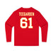 Back angle of the John Teegarden MAS Kansas City Wheelchair Football Amplife Youth Red Long Sleeve T-Shirt against a white background