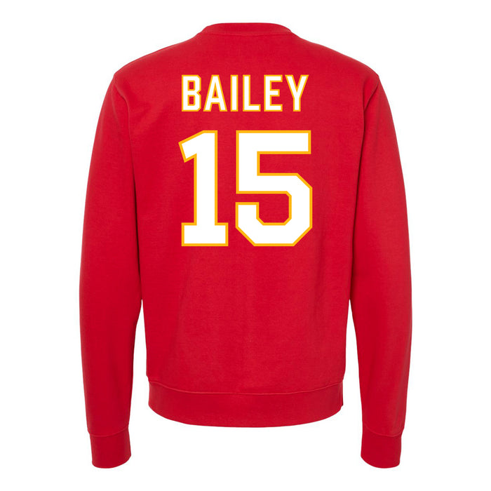 Back angle of the Josh Bailey MAS Kansas City Wheelchair Football Amplife Red Crewneck Sweatshirt against a white background