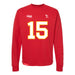 Front angle of the Josh Bailey MAS Kansas City Wheelchair Football Amplife Red Crewneck Sweatshirt against a white background