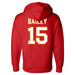 Back angle of the Josh Bailey MAS Kansas City Wheelchair Football Amplife Red Hoodie against a white background
