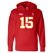 Front angle of the Josh Bailey MAS Kansas City Wheelchair Football Amplife Red Hoodie against a white background