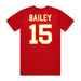 Back angle of the Josh Bailey MAS Kansas City Wheelchair Football Amplife Red T-Shirt against a white background