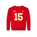 Front angle of the Josh Bailey MAS Kansas City Wheelchair Football Amplife Toddler Red Crewneck Sweatshirt against a white background