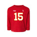 Front angle of the Josh Bailey MAS Kansas City Wheelchair Football Amplife Toddler Red Long Sleeve T-Shirt against a white background