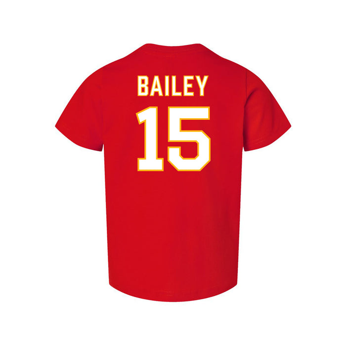 Back angle of the Josh Bailey MAS Kansas City Wheelchair Football Amplife Toddler Red T-Shirt against a white background