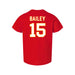Back angle of the Josh Bailey MAS Kansas City Wheelchair Football Amplife Toddler Red T-Shirt against a white background