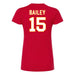 Back angle of the Josh Bailey MAS Kansas City Wheelchair Football Amplife Women's Red Slim T-Shirt against a white background