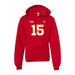 Front angle of the Josh Bailey MAS Kansas City Wheelchair Football Amplife Youth Red Hoodie against a white background