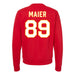 Back angle of the Josh Maier MAS Kansas City Wheelchair Football Amplife Red Crewneck Sweatshirt against a white background