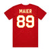 Back angle of the Josh Maier MAS Kansas City Wheelchair Football Amplife Red T-Shirt against a white background