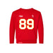 Front angle of the Josh Maier MAS Kansas City Wheelchair Football Amplife Toddler Red Crewneck Sweatshirt against a white background