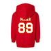 Back angle of the Josh Maier MAS Kansas City Wheelchair Football Amplife Toddler Red Hoodie against a white background