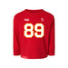 Front angle of the Josh Maier MAS Kansas City Wheelchair Football Amplife Toddler Red Long Sleeve T-Shirt against a white background