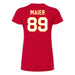 Back angle of the Josh Maier MAS Kansas City Wheelchair Football Amplife Women's Red Slim T-Shirt against a white background