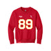 Front angle of the Josh Maier MAS Kansas City Wheelchair Football Amplife Youth Red Crewneck Sweatshirt against a white background