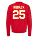Back angle of the KC Ruback MAS Kansas City Wheelchair Football Amplife Red Crewneck Sweatshirt against a white background