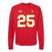 Front angle of the KC Ruback MAS Kansas City Wheelchair Football Amplife Red Crewneck Sweatshirt against a white background