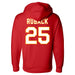 Back angle of the KC Ruback MAS Kansas City Wheelchair Football Amplife Red Hoodie against a white background