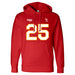 Front angle of the KC Ruback MAS Kansas City Wheelchair Football Amplife Red Hoodie against a white background