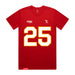 Front angle of the KC Ruback MAS Kansas City Wheelchair Football Amplife Red T-Shirt against a white background