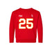 Front angle of the KC Ruback MAS Kansas City Wheelchair Football Amplife Toddler Red Crewneck Sweatshirt against a white background