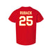 Back angle of the KC Ruback MAS Kansas City Wheelchair Football Amplife Toddler Red T-Shirt against a white background