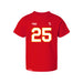 Front angle of the KC Ruback MAS Kansas City Wheelchair Football Amplife Toddler Red T-Shirt against a white background