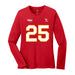 Front angle of the KC Ruback MAS Kansas City Wheelchair Football Amplife Women's Red Long Sleeve T-Shirt against a white background