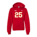 Front angle of the KC Ruback MAS Kansas City Wheelchair Football Amplife Youth Red Hoodie against a white background