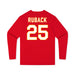 Back angle of the KC Ruback MAS Kansas City Wheelchair Football Amplife Youth Red Long Sleeve T-Shirt against a white background