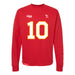 Front angle of the Kolton Kincaid MAS Kansas City Wheelchair Football Amplife Red Crewneck Sweatshirt against a white background