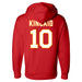 Back angle of the Kolton Kincaid MAS Kansas City Wheelchair Football Amplife Red Hoodie against a white background