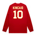 Back angle of the Kolton Kincaid MAS Kansas City Wheelchair Football Amplife Red Long Sleeve T-Shirt against a white background