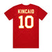 Back angle of the Kolton Kincaid MAS Kansas City Wheelchair Football Amplife Red T-Shirt against a white background
